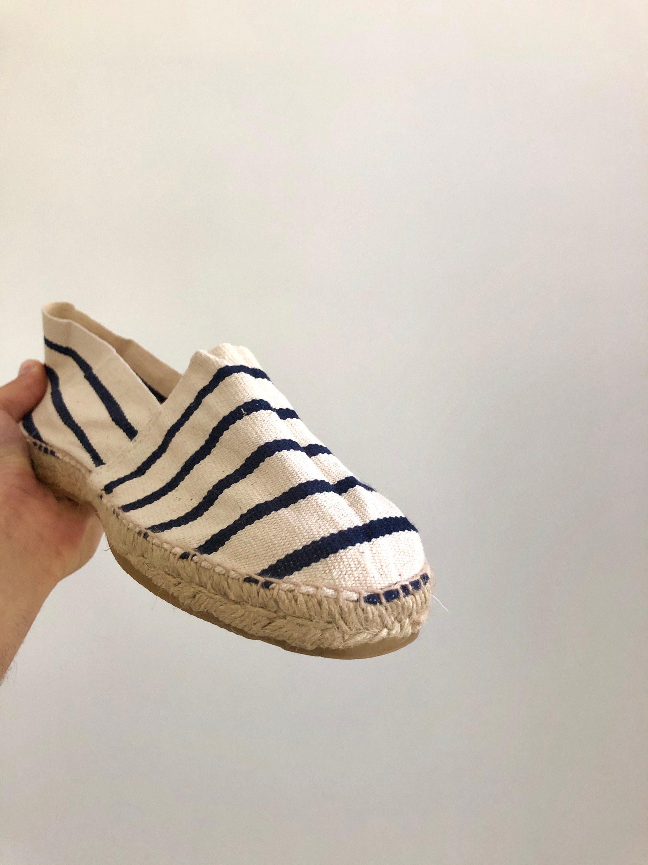 Navy and White Striped, Lined Espadrilles - Etsy Polska