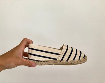 Navy and White Striped Espadrilles