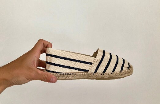 Navy and White Striped Lined Espadrilles | Etsy