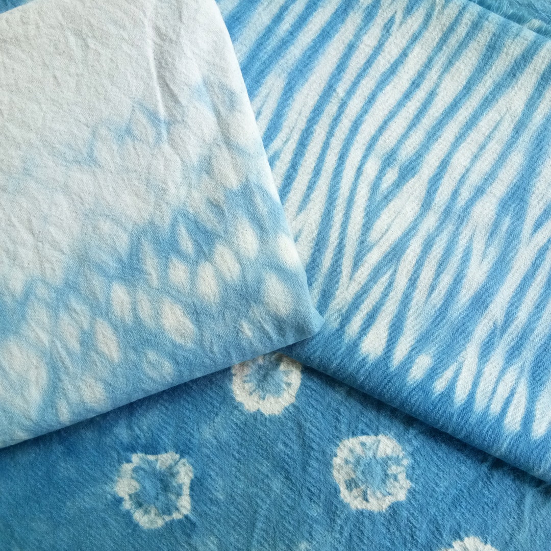 Hand Tie Dyed, Heavy Cotton Fabric by the Yard, Shibori Fabric, Indigo