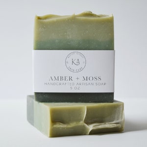 Artisan Handmade Soap - Amber + Moss - Masculine/Unisex clean soft cologne scent