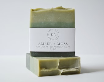 Artisan Handmade Soap - Amber + Moss - Masculine/Unisex clean soft cologne scent
