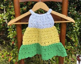 Newborn Easter Dress – 0 – 3 Months – Newborn Spring Sundress – Three Tier Baby Dress – Handmade – Crochetd – READY TO SHIP