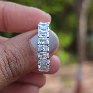 Jonc CZ coupe rayonnante 0,33 carat, Alliance de créateur éternité complète, Alliance empilable pour femme, Alliance en argent sterling pour tenue de soirée, Cadeau pour elle