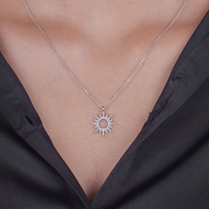 Gorgeous Sterling Silver Sun Pendant Necklace, Beach Jewellery, Rising Sun Jewellery Gifts for Her, Ideal Necklace Birthday Gift For Women