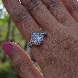 9x7 mm Oval Cut CZ Silver Engagement Ring, Split Shank Oval Diamond Ring, 925 Silver Wedding Ring, Bridal Ring Gift For Her