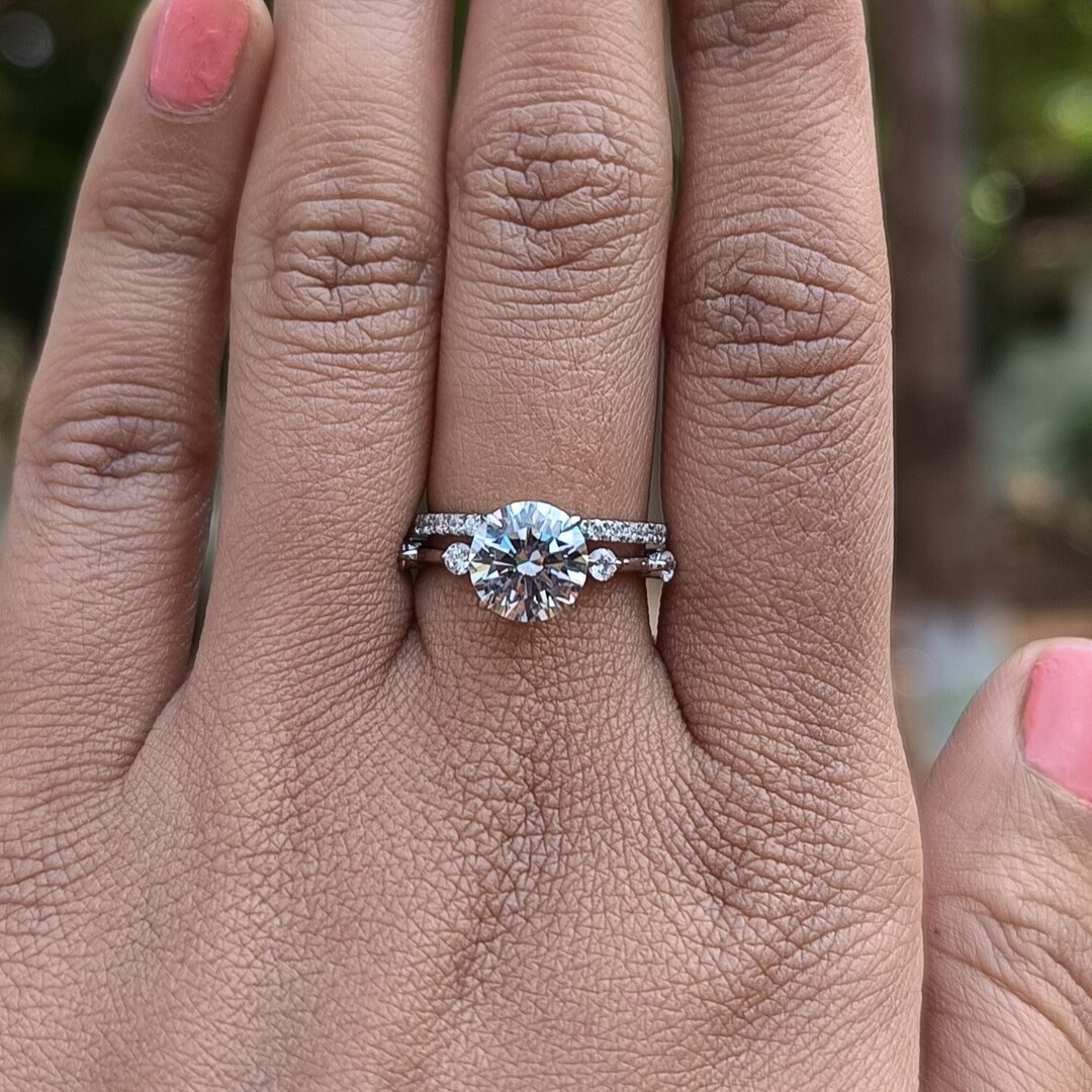 1.95ct Cubic Zirconia Women's Wedding Ring Set - Rhodium Plated, Sizes 5-10