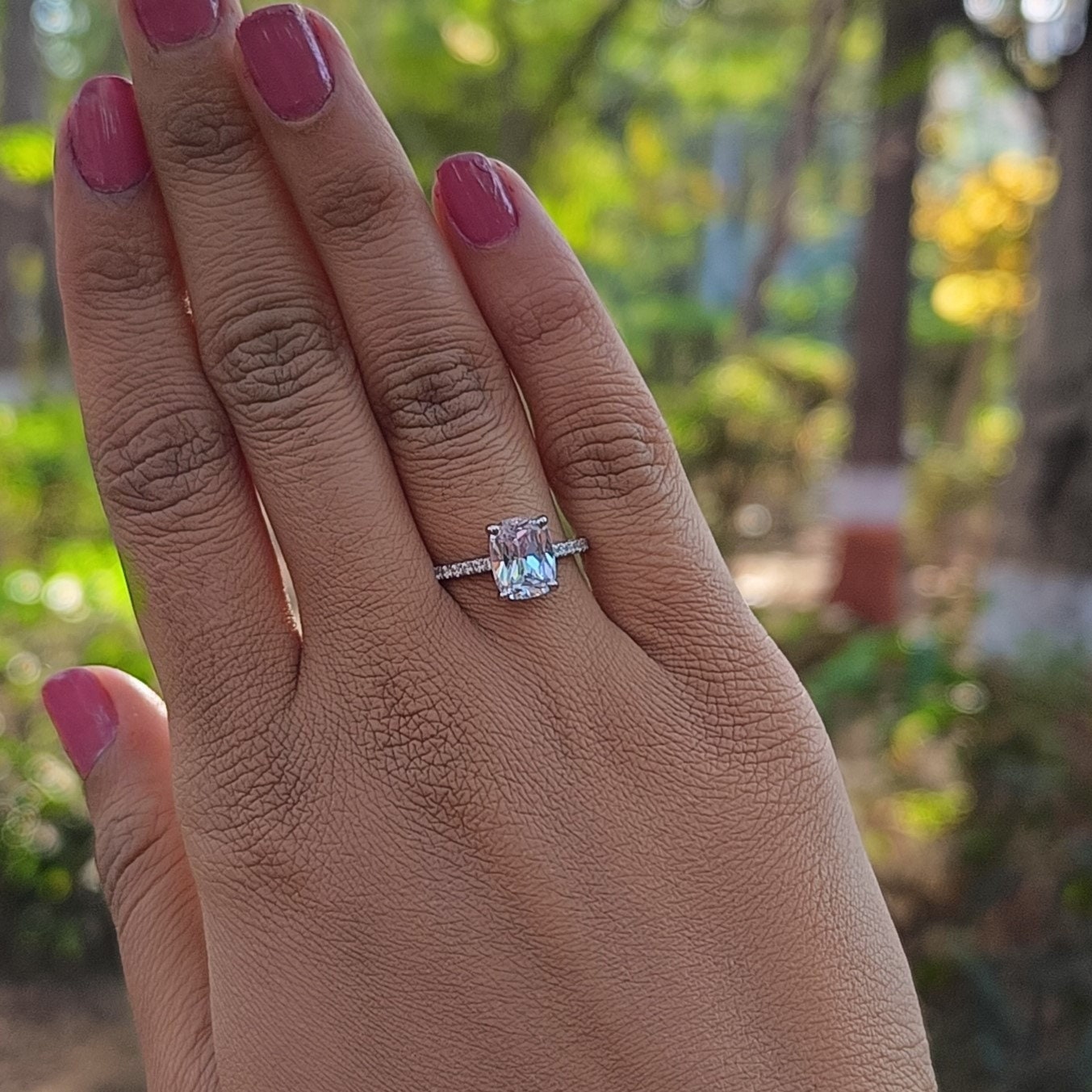 Cushion Cut Cz Ring Etsy