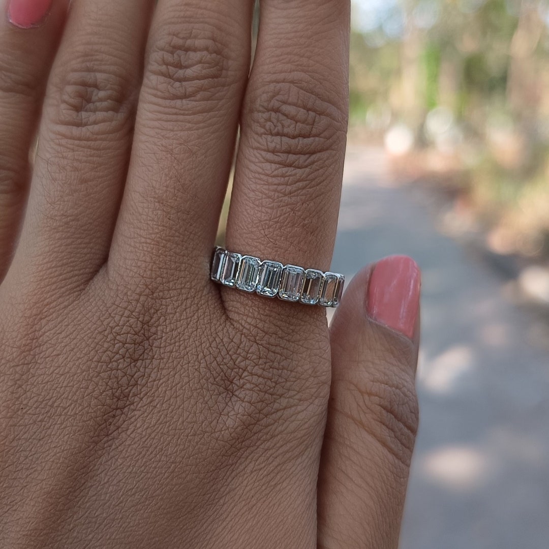 9pcs Emerald Cut 925 Sterling Silver Ring, 5x3mm Emerald