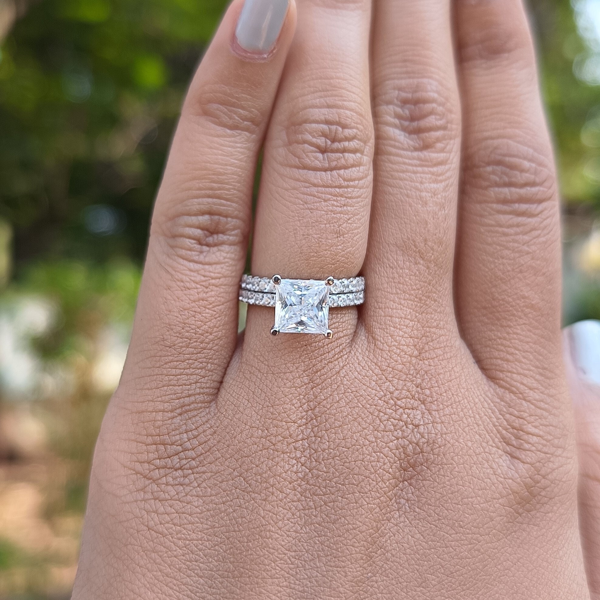 Princess Cut CZ Sterling Silver Engagement Ring - 1.96 Ct Solitaire