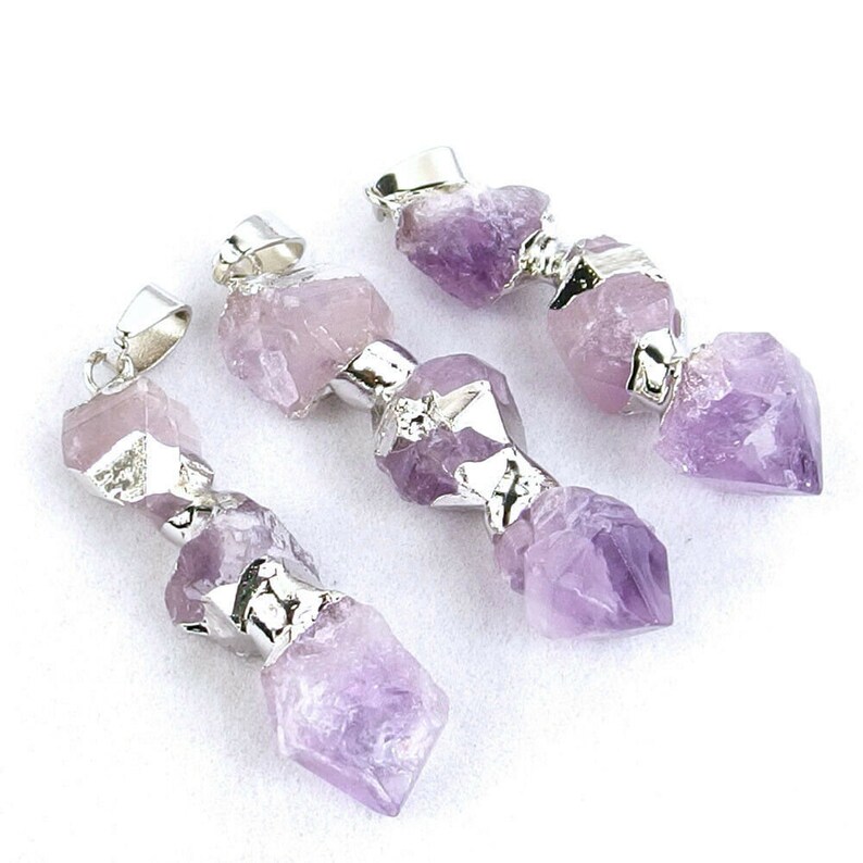 Freeform Natural Druzy Geode Amethyst Gemstone Crystal Healing Pendant