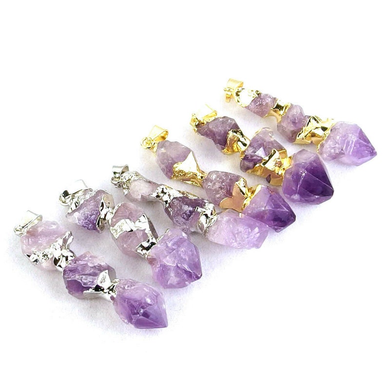 Freeform Natural Druzy Geode Amethyst Gemstone Crystal Healing Pendant