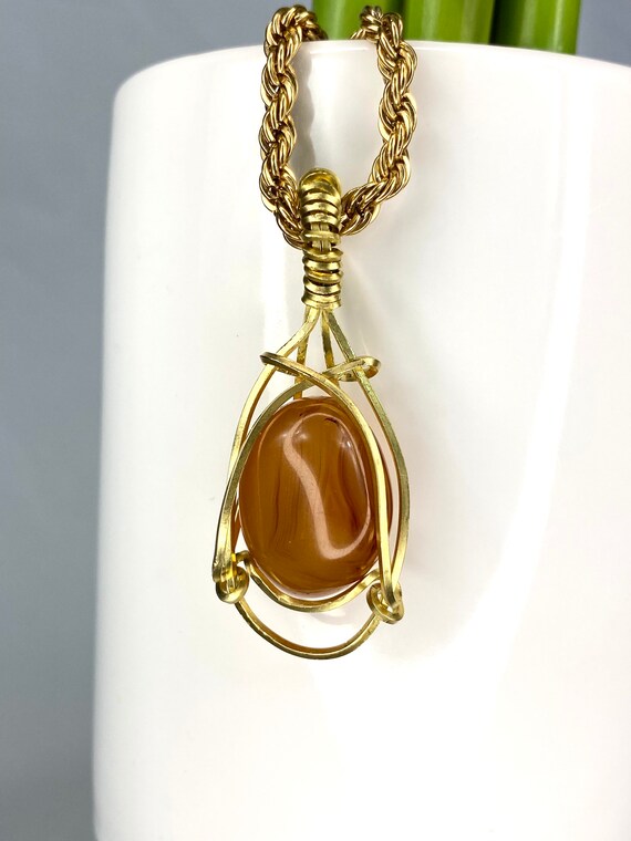 Carnelian and Gold Pendant - Etsy
