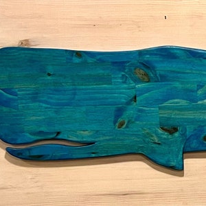 Large Stained &quot;Patchwork&quot; Whale Art | 42 inches | Nautical Coastal Beach Decor | Wooden Whale | Perfect Gift