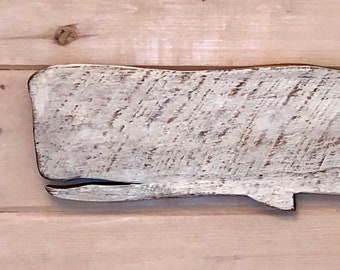 Medium Rough Sawn Wooden Distressed Finish Folk Art Whale | 31 inches | Nautical Coastal Beach Decor | Wooden Whale | Perfect Gift