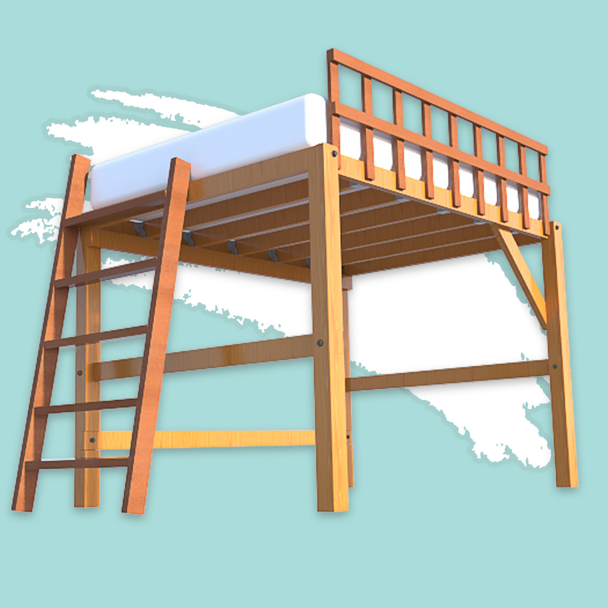 helpen Toevallig de elite Queen Loft Bed Woodworking Plans - Etsy