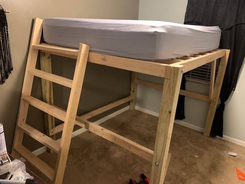 Queen Loft Bed Woodworking Plans Etsy