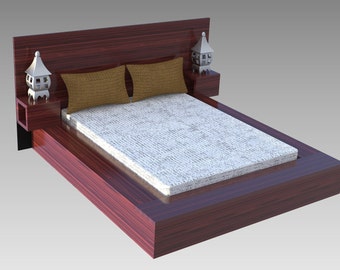 Queen Bed (Platform, Modern Century Design) Drawing Plans