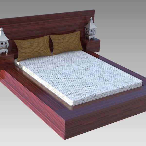 Queen Bed (Platform, Modern Century Design) Drawing Plans