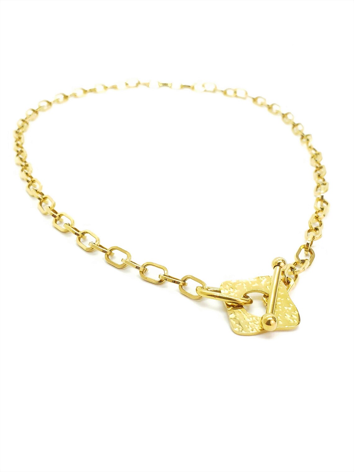 Gold toggle necklace gold toggle clasp necklace square | Etsy