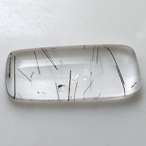 Rutilated Quartz Cabochon: 12.50 Carat White Cushion Cut Gemstone