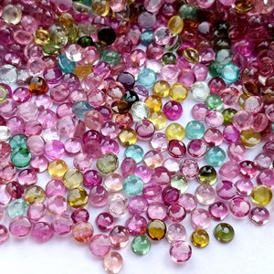 Multi-Color Tourmaline Round Cabochon: 3.5mm Loose Gemstone