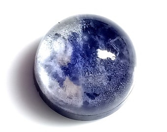 Sodalite Crystal Quartz Doublet Cabochon: 13mm Round Gemstone