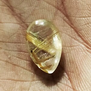 WHOLESALE Rutile Quartz Pear Rutile Stone Natural Cabochon Rutile Gemstonet 14.30x9.20x6 mm AAA+ Quality 5.50 Cts Excellent Cut Grade&gt;LR-05