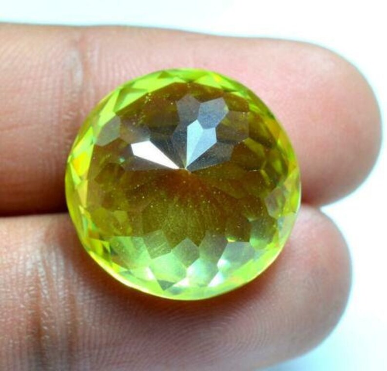 68.60 Carat Brilliant Cut AAA Grade Crystal Loose Gemstone Beautiful Neon Cambodia Round Cut Zircon Green Color 20x20x11 mm Approx