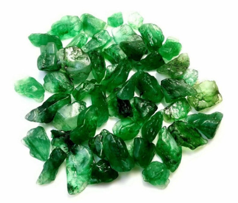 Certified 100% Natural Green Emerald Raw & Rough Gemstone Lot | Etsy