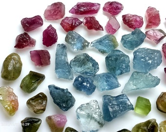 Lotto grezzo di tormaline multiple: mix di pietre preziose naturali, 40 carati