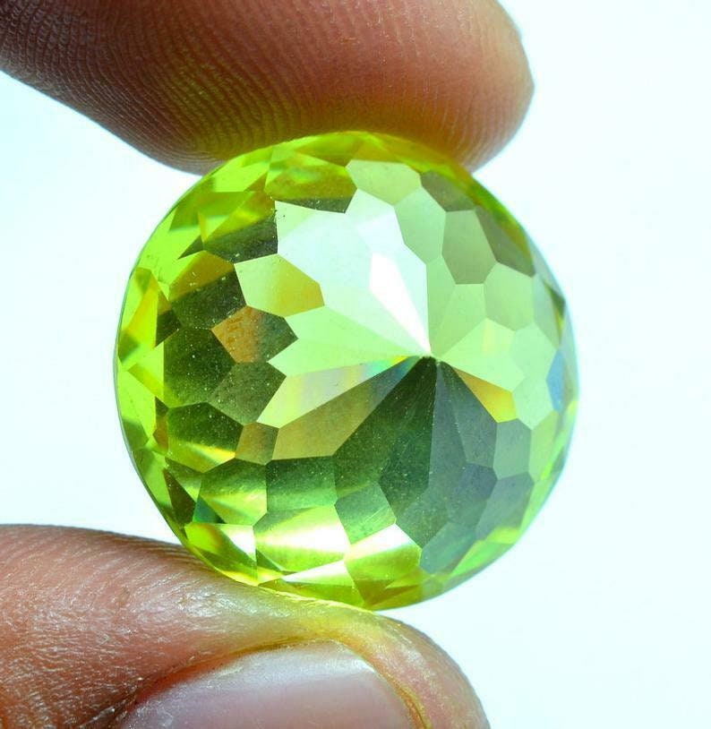 68.60 Carat Brilliant Cut AAA Grade Crystal Loose Gemstone Beautiful Neon Cambodia Round Cut Zircon Green Color 20x20x11 mm Approx