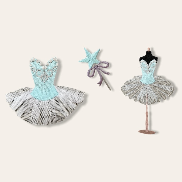 motif de broderie tutu de ballet, téléchargement instantané