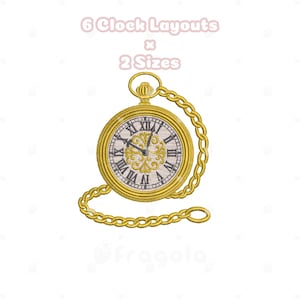 antique pocket watch embroidery design ,instant download