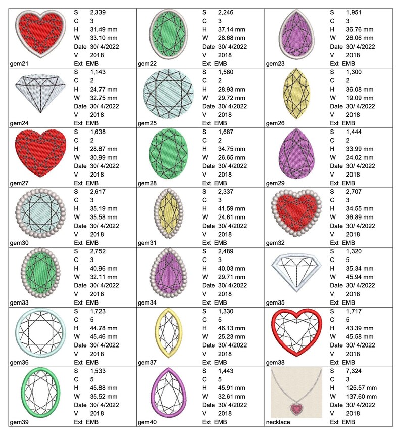 Gem Machine Embroidery Design ,instant Download Etsy