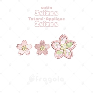 sakura Cherry Blossom Embroidery Design - 3 Satin Sizes & 2 Applique Sizes - Instant Download