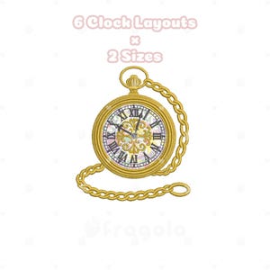 antique pocket watch Applique embroidery design ,instant download