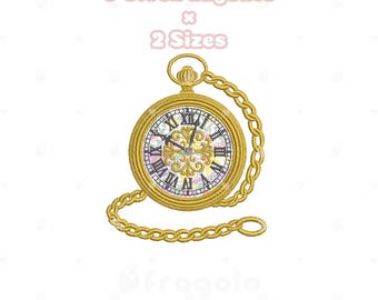 antique pocket watch Applique  embroidery design ,instant download