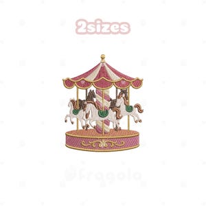 Carousel Embroidery Design Set – 9 Files / Detailed & Light Versions