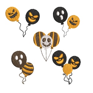 Halloween balloon machine embroidery design ,instant download