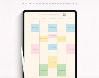 Weekly Schedule Planner for Students: Printable Time Management (Digital Download, US Letter Size)