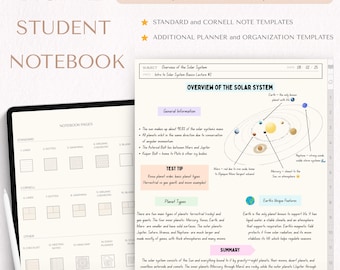 Minimalist Digital Student Notebook: Cornell Notes, iPad, Goodnotes (PDF Download