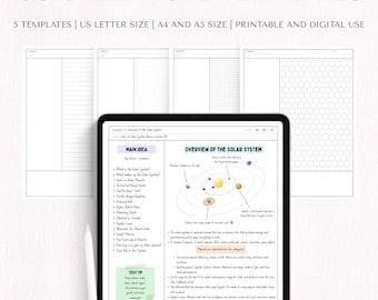 Cornell Notes Template: Lined, Dotted, Graph, Chemistry (Digital Download A4/A5/US Letter)