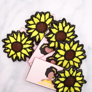 Embroidered Beaded Sunflower Hair clip