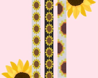 ひまわりビーズ織りブレスレット *9 と *15 PDF 3 パターン