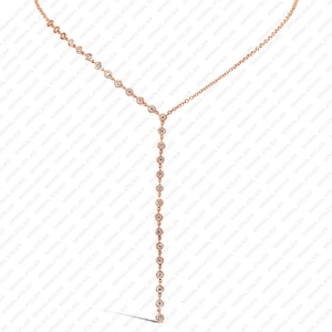 Collana a strati con diamanti coltivati in laboratorio, collana girocollo in oro giallo 14k, collana pendente con castone, collana a catena lunga regalo per sposa
