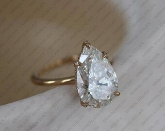2,5 CT Pear Lab Grown Diamond Engagement Ring, massief 14k geelgouden Moissanite Halo Ring, trouwring / jubileumring / voorstelring.