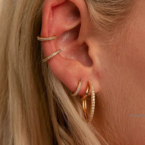Earrings 14K Diamond Stud Ear Cuff - 14K Yellow Gold Ear Cuff, Earrings -  EARRI238871