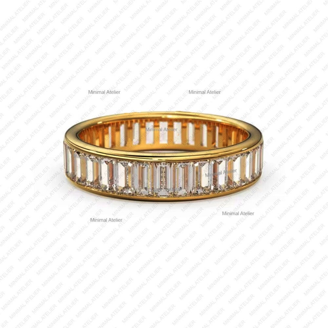 Full Eternity Baguette Lab Grown Diamond Band, 14k Gold Wedding Band ...