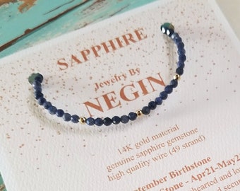 14K Gold/White Gold/Rose Gold Sapphire Gemstone Bracelet - September Birthstone Bracelet - Genuine Sapphire Jewelry - Negin